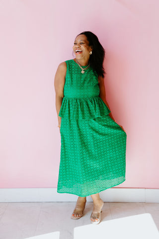 Sleek Emerald Midi Dress
