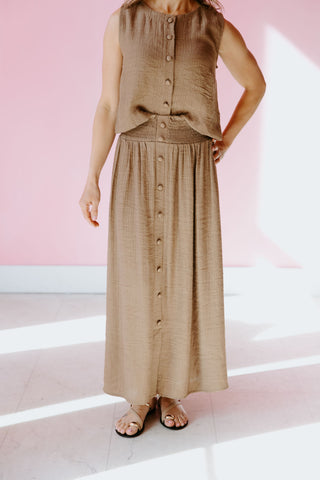 I'll Take a Mocha Midi Skirt