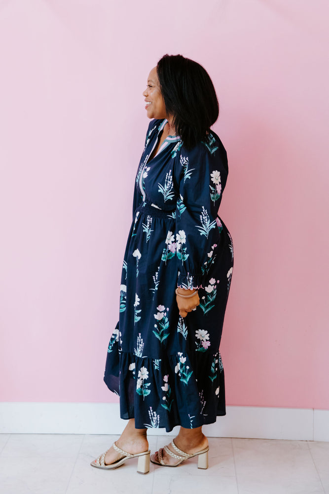 Midnight Bloom Midi Dress