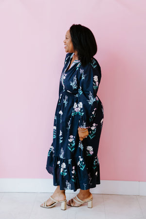 Midnight Bloom Midi Dress