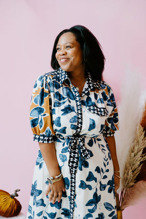 Blossom In Blue Midi Dress