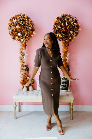 Chestnut Chic Midi Dress