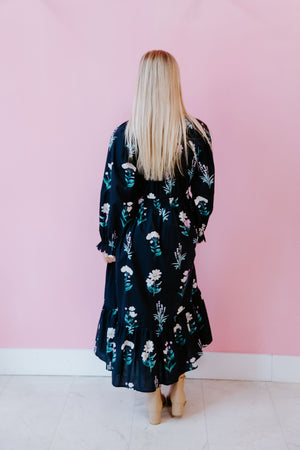 Midnight Bloom Midi Dress