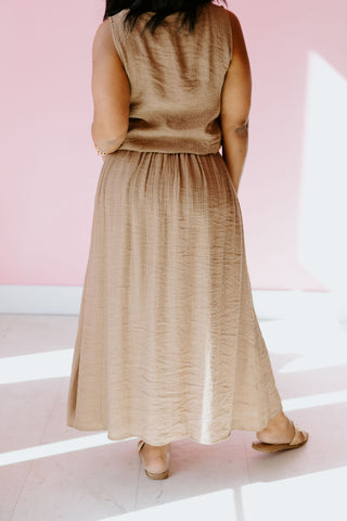 I'll Take a Mocha Midi Skirt