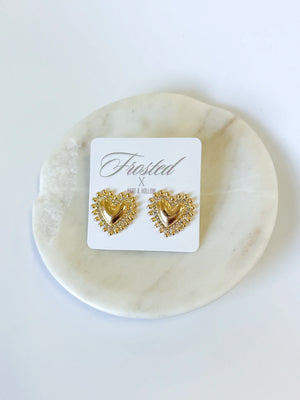 Golden Heart Stud Earrings