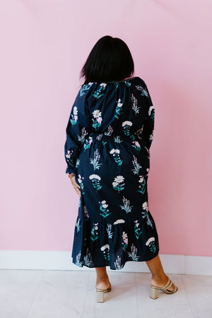 Midnight Bloom Midi Dress