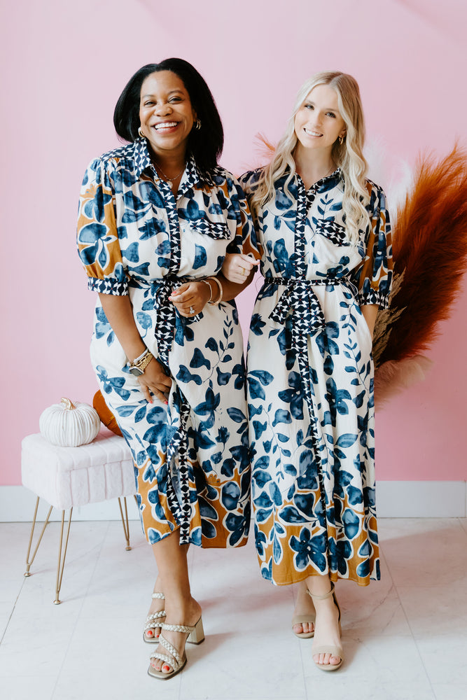 Blossom In Blue Midi Dress