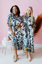 Blossom In Blue Midi Dress