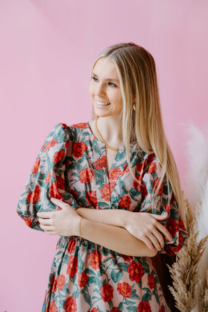 Vintage Rose Midi Dress