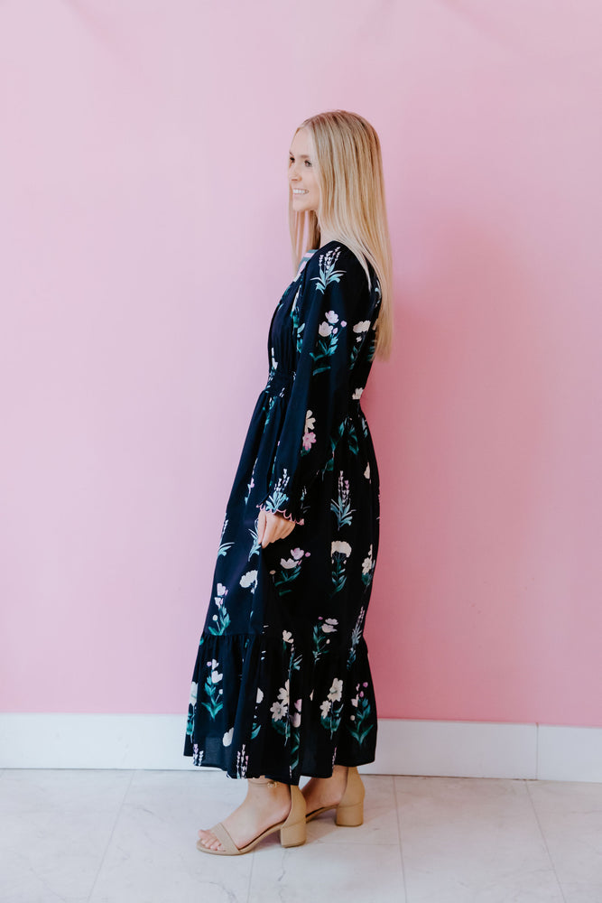 Midnight Bloom Midi Dress