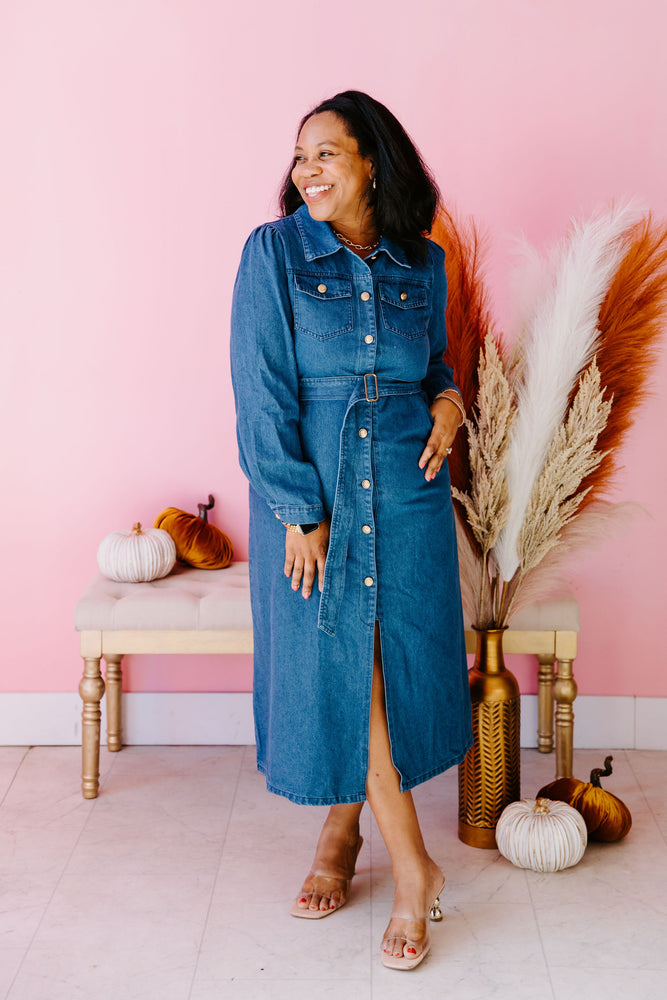 Chic In Denim Midi Dress