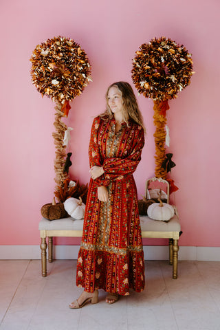 Rosy Florals Midi Dress