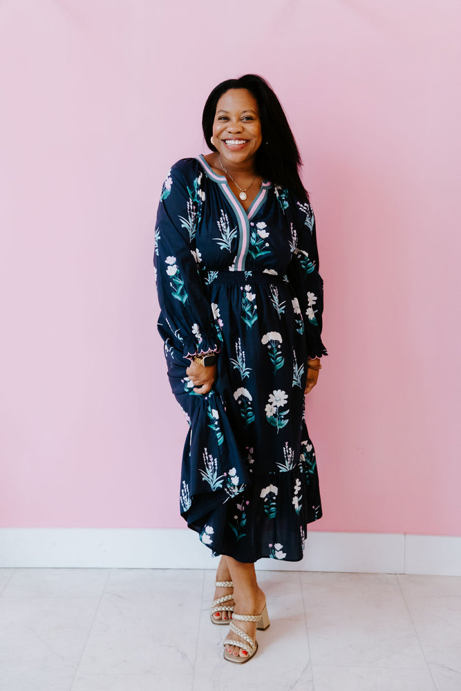 Midnight Bloom Midi Dress