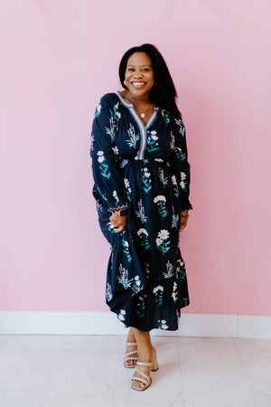 Midnight Bloom Midi Dress