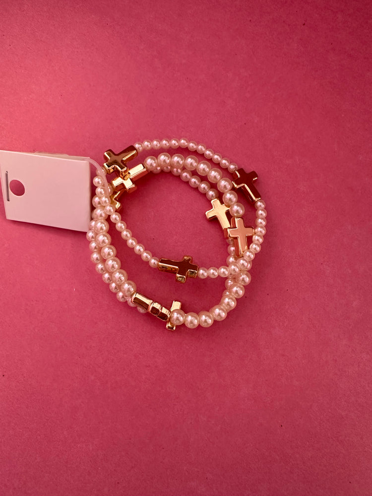 Cross Pearl Bracelet