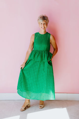 Sleek Emerald Midi Dress Small