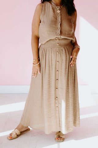I'll Take a Mocha Midi Skirt