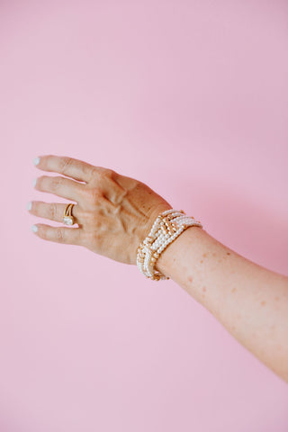 Gold Beaded Pearl Bracelet