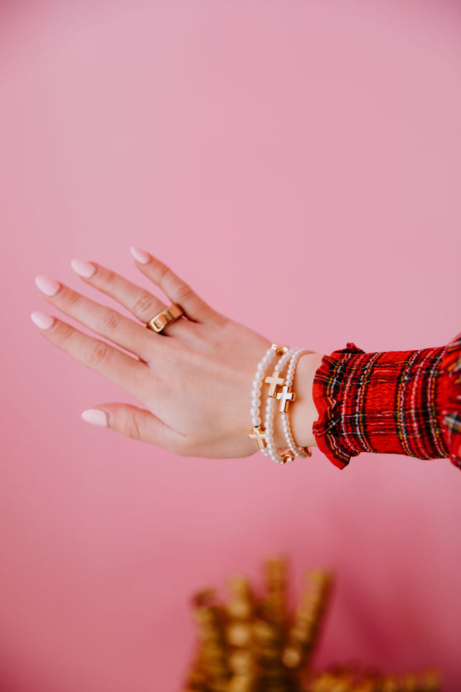Pearl Cross Bracelet