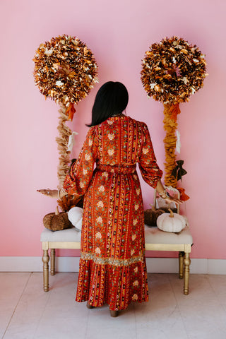 Rosy Florals Midi Dress