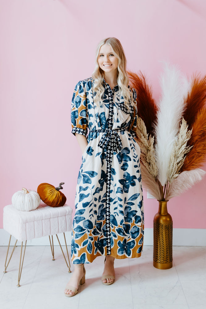 Blossom In Blue Midi Dress