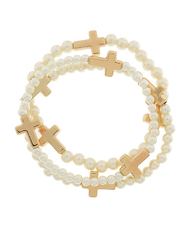 Pearl Cross Bracelet