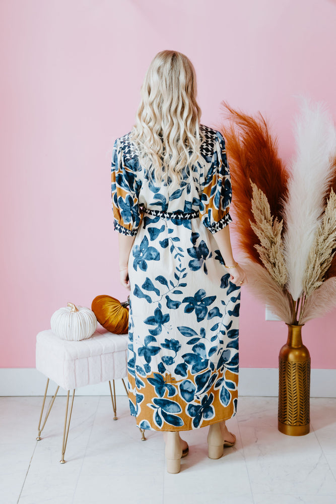 Blossom In Blue Midi Dress