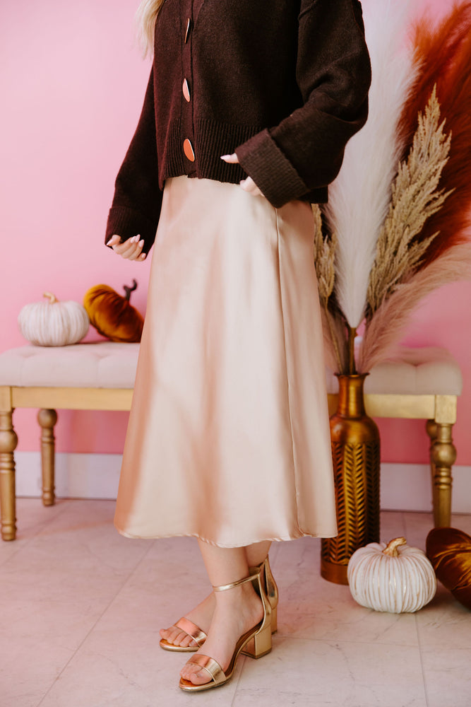 Golden Chic Midi Skirt