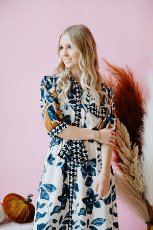 Blossom In Blue Midi Dress