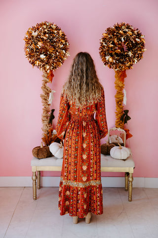 Rosy Florals Midi Dress