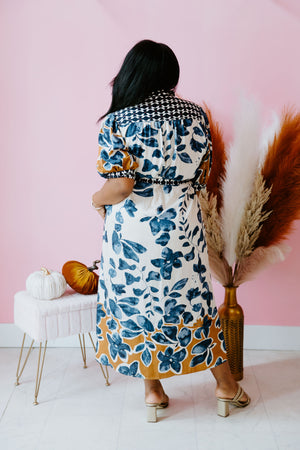 Blossom In Blue Midi Dress