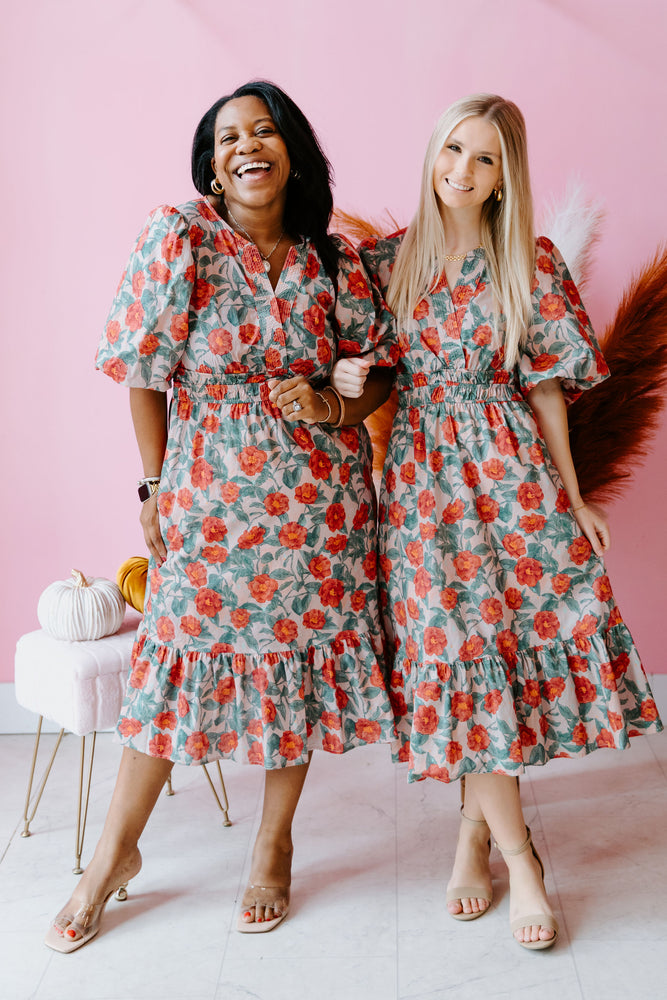 Vintage Rose Midi Dress