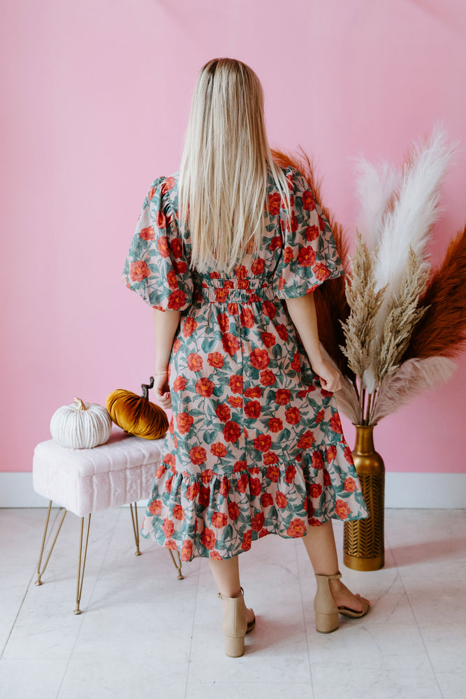 Vintage Rose Midi Dress