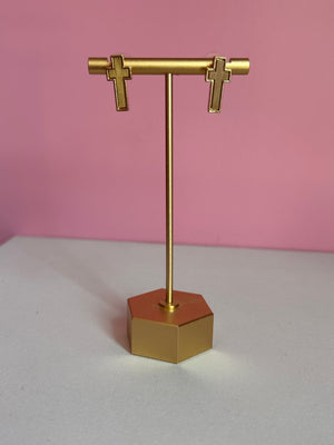 The Brushed Gold Cross Earrings