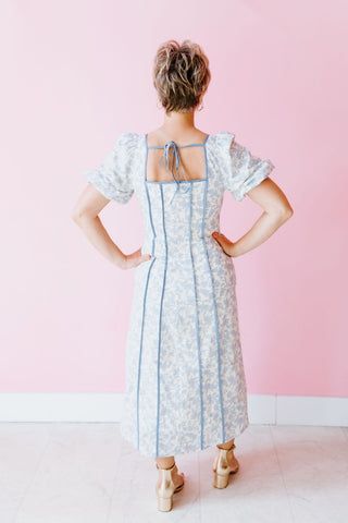 Florals In Blue Midi Dress