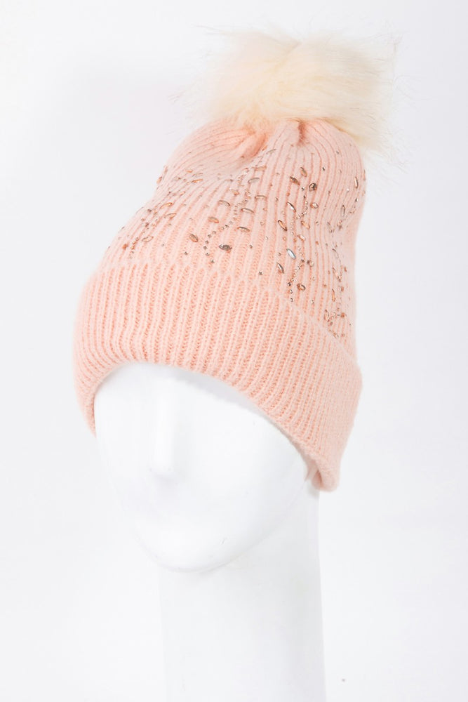 
            
                Load image into Gallery viewer, Rachel Jeweled Pom Beanie
            
        